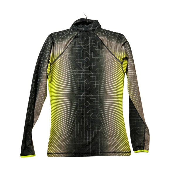 Nike Pro Hyperwarm Dri-Fit Half-Zip Pullover Black Gray Neon Yellow/Green Medium - Picture 2 of 11